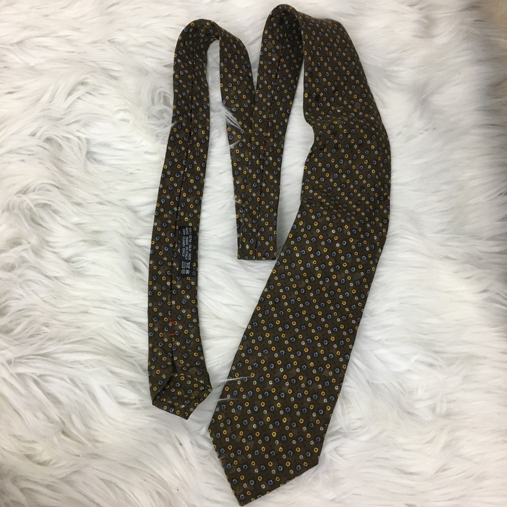 Brioni Luxury Silk tie geometric print blue yellow - Picture 5 of 5